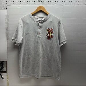 Y2K Tigger Embroidered Henley T-Shirt